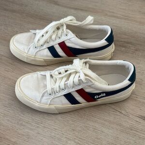 Gola Varsity Canvas Sneakers with Navy and Red Stripes